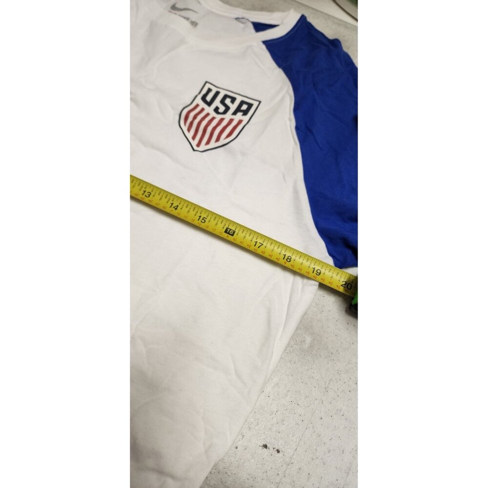 Nike USA Soccer Raglan Tee Athletic Cut White/Blue Medium - Picture 8 of 8